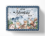 Let the adventure begin baby shower cake topper, the greatest adventure is about to begin, adventure awaits baby shower, cake topper, woodland cake topper, woodland baby shower, edible image, edible sugar art