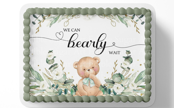 BEAR CAKE TOPPER WE CAN BEARLY WAIT