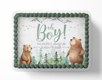 Let the adventure begin baby shower cake topper, the greatest adventure is about to begin, adventure awaits baby shower, cake topper, woodland cake topper, woodland baby shower, edible image, edible sugar art