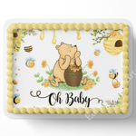 Pooh Bear Cake Topper, Pooh Bear Baby Shower, Baby Shower Cake Topper, Sheet Cake Decorations, Pooh Bear Baby shower Cake Topper