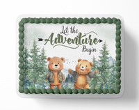 Let the adventure begin baby shower cake topper, the greatest adventure is about to begin, adventure awaits baby shower, cake topper, woodland cake topper, woodland baby shower, edible image, edible sugar art