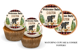 WOODLAND BABY SHOWER CAKE TOPPER EDIBLE IMAGE 