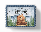 Let the adventure begin baby shower cake topper, the greatest adventure is about to begin, adventure awaits baby shower, cake topper, woodland cake topper, woodland baby shower, edible image, edible sugar art