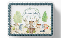 woodland baby shower cake topper edible image