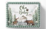 woodland baby shower cake topper edible image