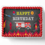 Fire Truck Cake Topper Firefighter cake topper Fireman cake topper edible image custom firefighter cake topper