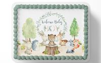 woodland baby shower cake topper edible image