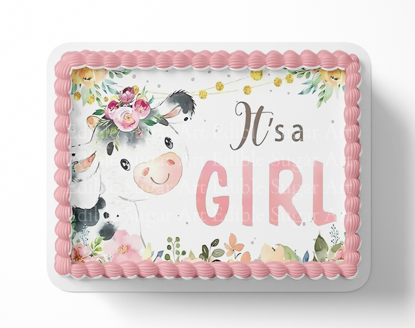 It's A girl Cow Cake Topper