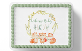 woodland baby shower cake topper edible image