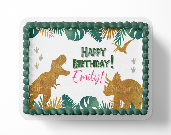Dinosaur Birthday cake topper edible image