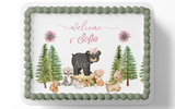 WOODLAND BABY SHOWER CAKE TOPPER EDIBLE IMAGE 