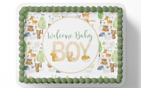 Woodland Baby Shower Cake Topper Edible Image