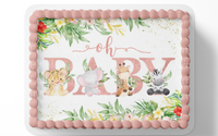 woodland baby shower cake topper edible image