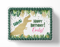 Dinosaur Birthday cake topper edible image