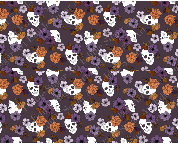 Halloween Cake Topper Print Sheets - Purple and black skull print