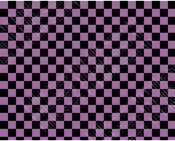 Halloween Cake Topper Print Sheets - Purple and black checkerboard print