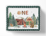 Camping Birthday Party Cake Decorations, First Birthday, One, Camping Party, Camping theme cake topper