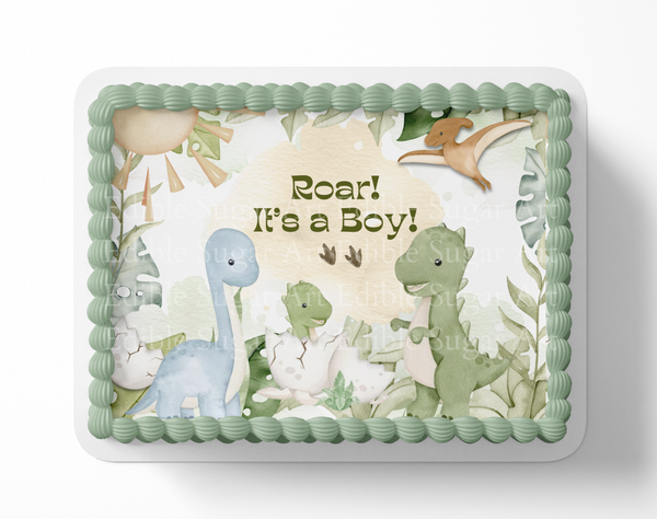Dinosaur Baby shower cake topper edible image