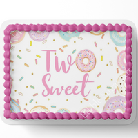 TWO SWEET Birthday Cake Topper, TWO SWEET birthday, DONUT Cake Topper, Edible Image