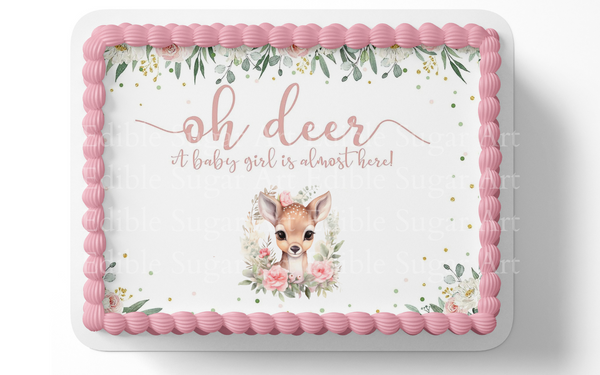 WOODLAND BABY SHOWER CAKE TOPPER EDIBLE IMAGE 