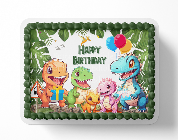 Dinosaur Birthday Cake Topper Edible Image   