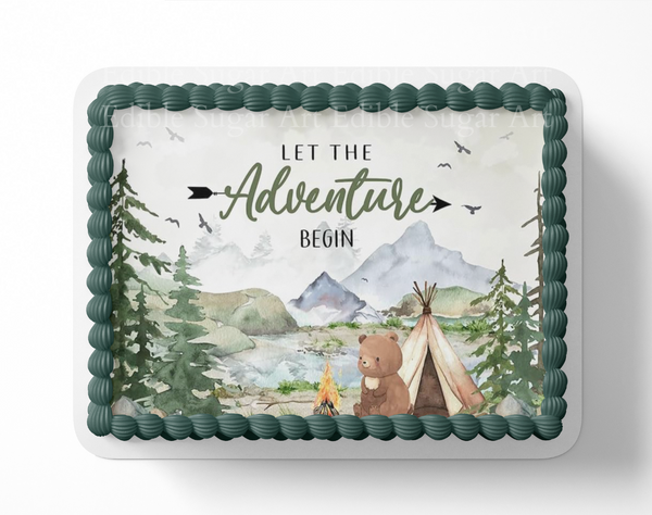 Camping cake topper