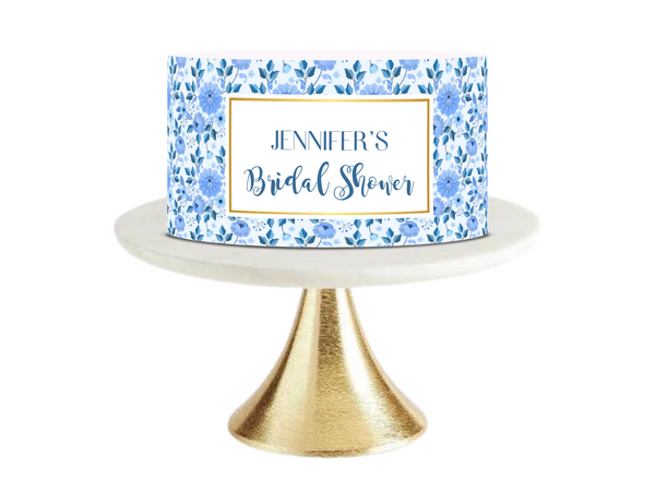 Blue Floral bridal Shower Cake Topper, Floral Cake Topper, Spring Flowers, Spring cake topper baby shower cake topper