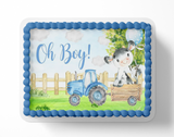 Oh Boy Farm Cake Topper, Cow Baby Shower, Cow Baby Shower, Barn Cake Topper