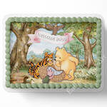 Pooh Bear Baby SHower CAke Topper, Pooh Bear Cake Topper, Sheet Cake decorations