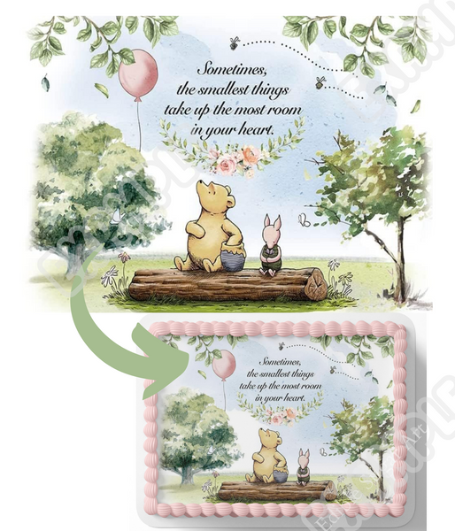 Pooh Bear Baby SHower CAke Topper, Pooh Bear Cake Topper, Sheet Cake decorations