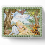 Pooh Bear Baby SHower CAke Topper, Pooh Bear Cake Topper, Sheet Cake decorations