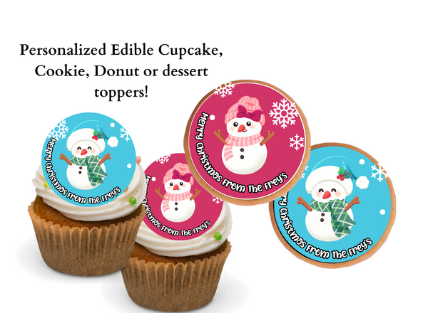 Christmas Cupcake Toppers Christmas Cake Topper Snowman cupcake topper Holiday cake topper Holiday cupcake topper