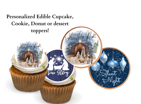 NATIVITY Christmas Cupcake Toppers Christmas Cake Topper Snowman cupcake topper Holiday cake topper Holiday cupcake topper