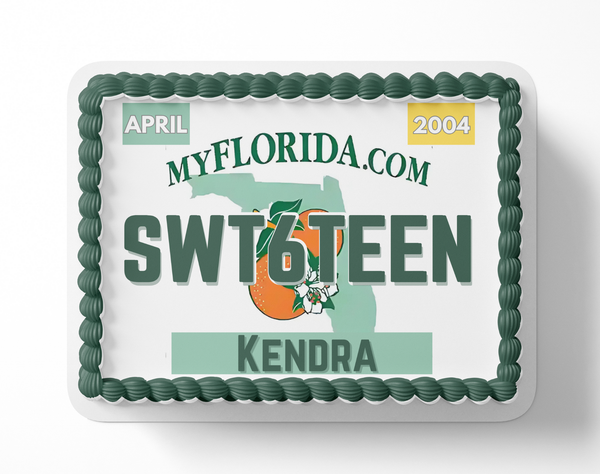 license plate cake topper