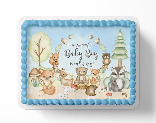 woodland baby shower cake topper