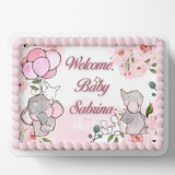 Elephant and Bunny Edible Image Cake Wrap Elephant baby shower Bunnies Bunny baby shower cake topper
