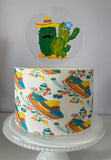 Fiesta Party Cake Decorations Edible Image CACTUS Cake Wrap Mexican theme party Cinco de Mayo Day of the dead Taco Bout it Party