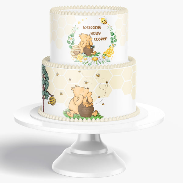 POOH BEAR BABY Shower Cake/Cake Wrap/Icing Sheet/Edible Image/pooh bear cake wrap/pooh bear icing sheet/pooh bear Party