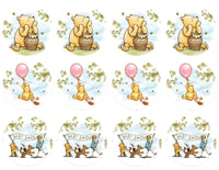 POOH BEAR CUPCAKE Toppers Baby Shower Cupcake toppers Pooh bear baby shower cake Vintage Pooh bear Cupcake toppers Edible Cupcake toppers