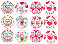 VALENTINE'S DAY Sloth CUPCAKE Toppers Edible Image Valentine's Day sloth cake topper Valentine's Day cupcake topper Valentines cupcake t