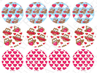 VALENTINE'S DAY Owl CUPCAKE Toppers Edible Image Valentine's Day Owl cake topper Valentine's Day cupcake topper Valentines cupcake t