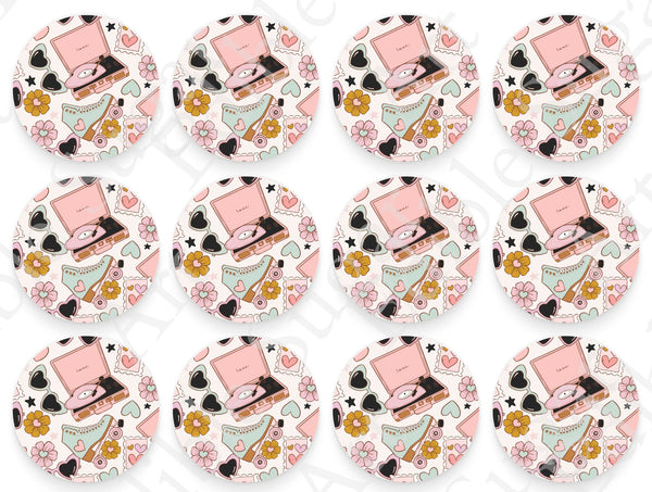 VALENTINE'S DAY Retro CUPCAKE Toppers Edible Image Valentine's Day retro cake topper Valentine's Day cupcake topper Valentines cupcake t