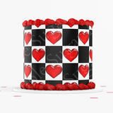 VALENTINE'S DAY CAKE Topper Cake Wrap Valentines Day Edible image Heart Cake topper checker board heart pattern cake topper edible image