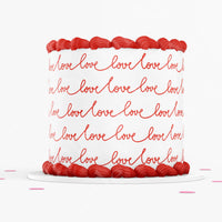 VALENTINE'S DAY CAKE Topper Cake Wrap Love Valentines Day Edible image conversation Heart Cake topper edible image Love writing