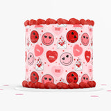 VALENTINE'S DAY CAKE Topper Edible Image Smiley face Valentine cupcake topper Love cake topper cake wrap