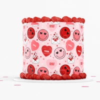 VALENTINE'S DAY CAKE Topper Edible Image Smiley face Valentine cupcake topper Love cake topper cake wrap