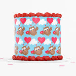 VALENTINE'S DAY CAKE Owl Topper Edible Image Smiley face Valentine Owl cupcake topper Love cake topper cake wrap