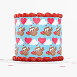 VALENTINE'S DAY CAKE Owl Topper Edible Image Smiley face Valentine Owl cupcake topper Love cake topper cake wrap