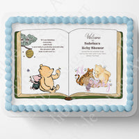 POOH BEAR BABY Shower Cake Topper Edible Image pooh bear book Nursery decoration Sheet cake Classic Pooh Bear Cake topper Cupcake Topper