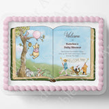 POOH BEAR BABY Shower Cake Topper Edible Image pooh bear book Nursery decoration Sheet cake Classic Pooh Bear Cake topper Cupcake Topper